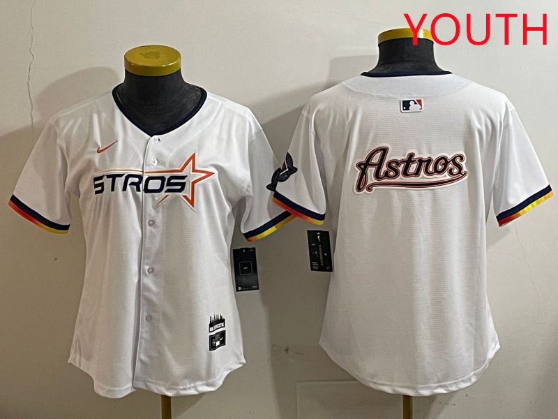 Youth Houston Astros Blank White three generations Joint Name Nike 2025 MLB Jersey style 16->youth mlb jersey->Youth Jersey